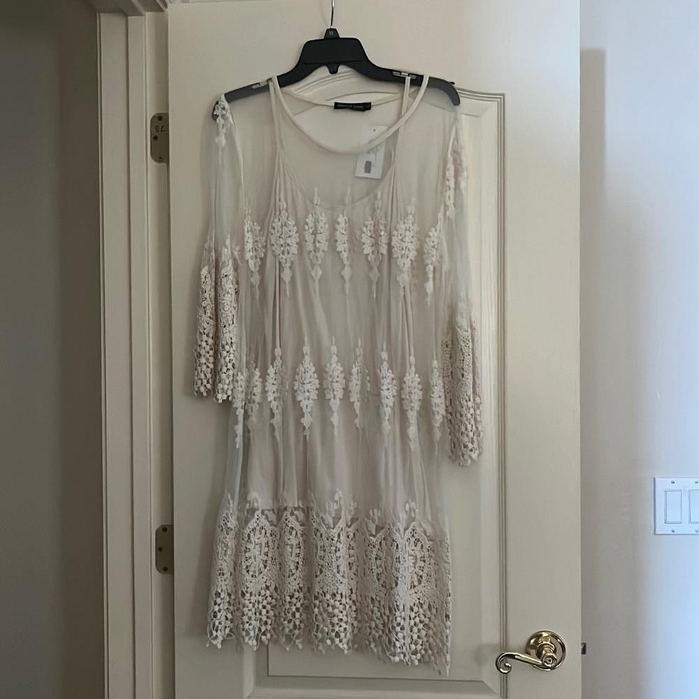 Lace crochet dress with slip